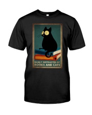 EASILY DISTRACTED BY BOOKS AND CATS Premium Fit Mens Tee tile