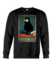 EASILY DISTRACTED BY BOOKS AND CATS Crewneck Sweatshirt tile
