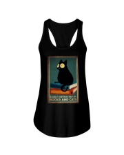 EASILY DISTRACTED BY BOOKS AND CATS Ladies Flowy Tank tile