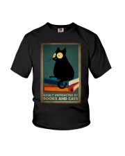 EASILY DISTRACTED BY BOOKS AND CATS Youth T-Shirt tile