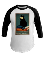 EASILY DISTRACTED BY BOOKS AND CATS Baseball Tee tile