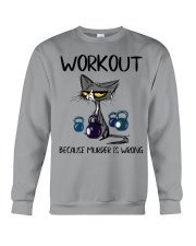 WORKOUT BECAUSE MURDER IS WRONG Crewneck Sweatshirt tile