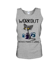 WORKOUT BECAUSE MURDER IS WRONG Unisex Tank tile