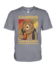 CAMPING AND BRANDY BECAUSE MURDER IS WRONG V-Neck T-Shirt tile