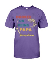 HOOKED ON BEING PAPA - CUSTOM NAME Premium Fit Mens Tee tile