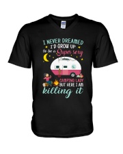 Camping Lady V-Neck T-Shirt thumbnail