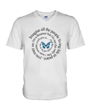 IMAGINE ALL THE PEOPLE LIVING LIFE IN PEACE V-Neck T-Shirt thumbnail