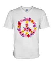 PEACE SIGN FLOWER V-Neck T-Shirt thumbnail
