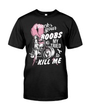Check your boobs Mine Tried to Kill me Premium Fit Mens Tee tile