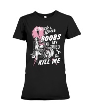 Check your boobs Mine Tried to Kill me Premium Fit Ladies Tee tile