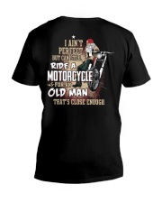 Biker For Old Man That Close Enough V-Neck T-Shirt tile