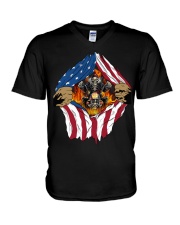 BIKER US Flag V-Neck T-Shirt tile