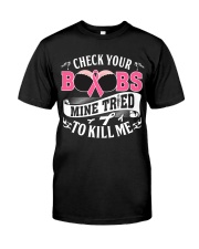 Check your boobs Mine tried to Kill me Premium Fit Mens Tee tile