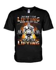 You don't stop lifting when you get old You get old when you stop lifting G1L1-13-110222 V-Neck T-Shirt tile