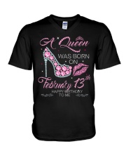 A Queen Was Born On Feb 13 V-Neck T-Shirt tile