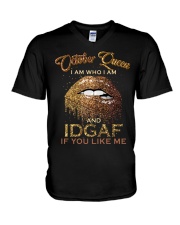 October Queen IDGAF G1L1-02-240122 V-Neck T-Shirt tile