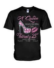 A Queen Was Born On Feb 23 V-Neck T-Shirt tile