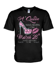 A Queen Was Born On Mar 28 V-Neck T-Shirt tile