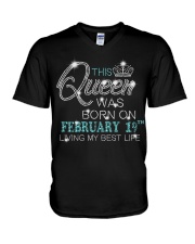 BD This Queen Was Born On Feb 19 V-Neck T-Shirt tile