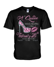 A Queen Was Born On Feb 28 V-Neck T-Shirt tile