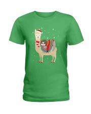 Sloth Riding Llama Santa Snowflake Christmas Gift Ladies T-Shirt tile