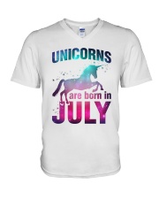Unicorns Are Born in July T-Shirt Gift For July Qu V-Neck T-Shirt thumbnail