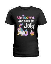 Unicorns Are Born in July T-Shirt Cute Unicorn Bi Ladies T-Shirt thumbnail