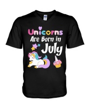Unicorns Are Born in July T-Shirt Cute Unicorn Bi V-Neck T-Shirt thumbnail