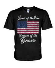 Patriotic Betsy Ross American Flag Shirt with 13 S V-Neck T-Shirt thumbnail
