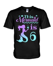 Girls 6th Birthday Shirt - This Mermaid is 6 V-Neck T-Shirt tile