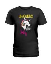 Unicorns Are Born In July Unicorn Birthday Gift Te Ladies T-Shirt thumbnail