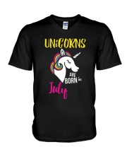 Unicorns Are Born In July Unicorn Birthday Gift Te V-Neck T-Shirt thumbnail