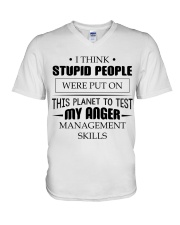 Test my anger management skills V-Neck T-Shirt tile