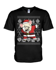 Cream French Bulldog Dabbing Dog Dab Christmas V-Neck T-Shirt tile