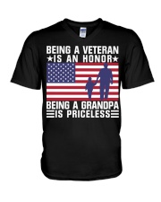 Being A Veteran Is An Honor Being A Grandpa Is Princeless V-Neck T-Shirt tile