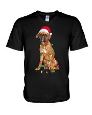 Boxer Christmas Gift - German Boxer Funny Santa Hat Xmas V-Neck T-Shirt tile