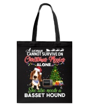 Christmas Movies Alone She Also Needs A Basset Hound Tote Bag tile