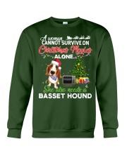 Christmas Movies Alone She Also Needs A Basset Hound Crewneck Sweatshirt front