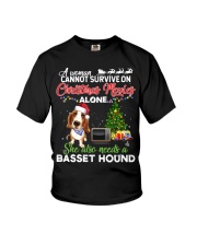Christmas Movies Alone She Also Needs A Basset Hound Youth T-Shirt tile