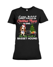 Christmas Movies Alone She Also Needs A Basset Hound Premium Fit Ladies Tee tile
