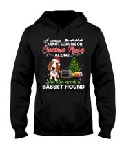 Christmas Movies Alone She Also Needs A Basset Hound Hooded Sweatshirt tile