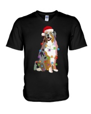 Australian Shepherd Aussi Christmas Lights Xmas Dog Lover V-Neck T-Shirt tile