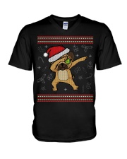 Dabbing Pug Christmas V-Neck T-Shirt tile