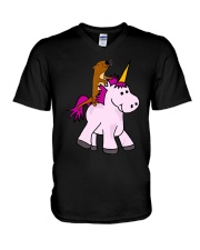 Smilealottees Funny Sea Otter Riding Unicorn V-Neck T-Shirt tile