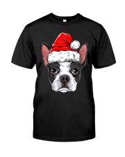 Boston Terrier Christmas Dog Santa Hat Xmas Boys Kids Girls Premium Fit Mens Tee tile