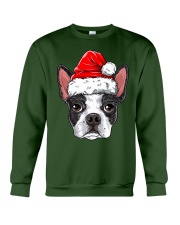Boston Terrier Christmas Dog Santa Hat Xmas Boys Kids Girls Crewneck Sweatshirt front