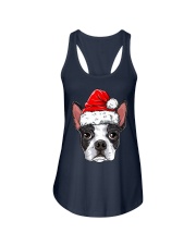 Boston Terrier Christmas Dog Santa Hat Xmas Boys Kids Girls Ladies Flowy Tank tile