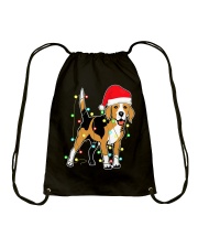 Christmas Lights Beagle Dog Lover Funny Xmas Gift Drawstring Bag tile