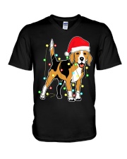 Christmas Lights Beagle Dog Lover Funny Xmas Gift V-Neck T-Shirt tile