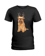 Brussels Griffon Reindeer Christmas Dog Ladies T-Shirt tile